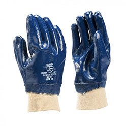 Handschoen NBR blauw manchet + gecoate rug 