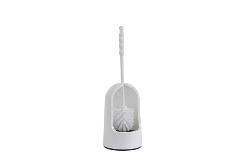[04389] Brosse de toilette + support en plastique blanc