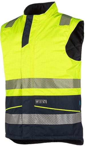 Sioen bodywarmer 9375 fluo geel/blauw