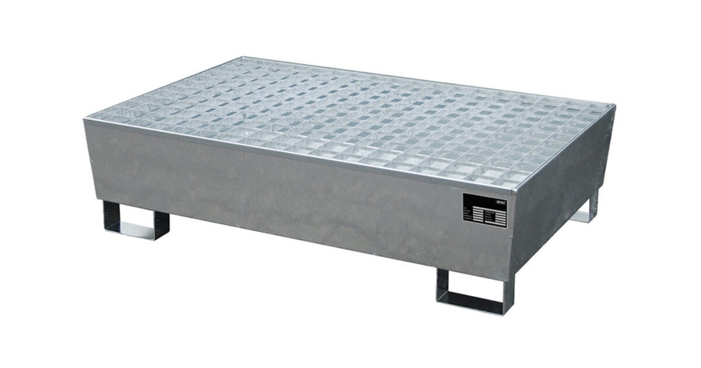 Stalen opvangbak met rooster 1200x800x360mm 2x200L