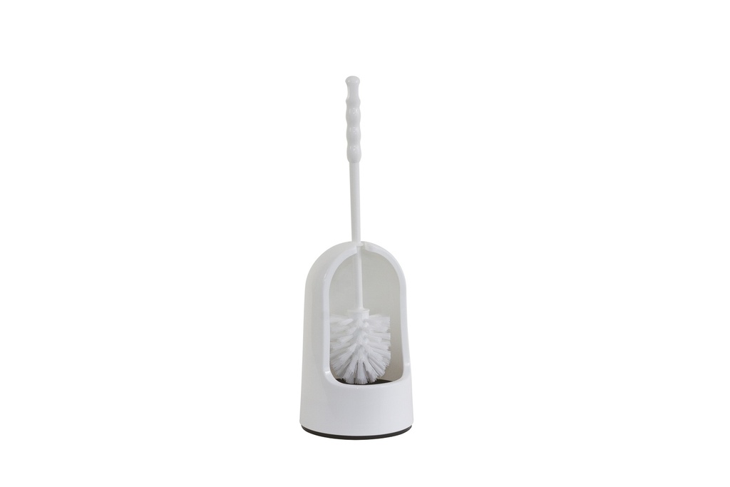 Brosse de toilette + support en plastique blanc