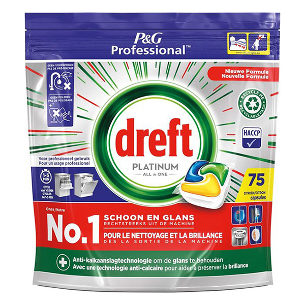 Dreft Platinum Lemon vaatwastablet 75 tabs