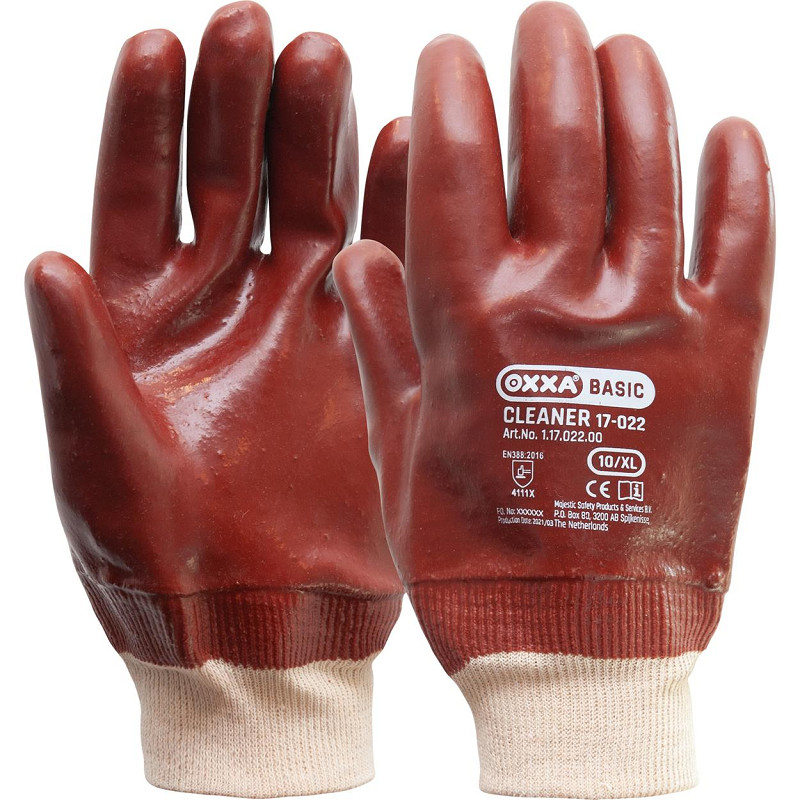 Gant PVC rouge + manchette - 10/XL