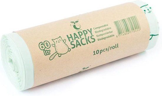Bio zakken 60x80cm T30 Happy Sacks - 24x10st  wit 60L
