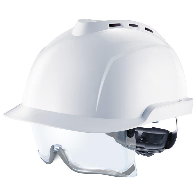 Safety helmet with built-in goggles