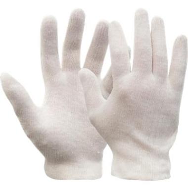 Interlock cotton gloves, white bleached (1x12 pairs)