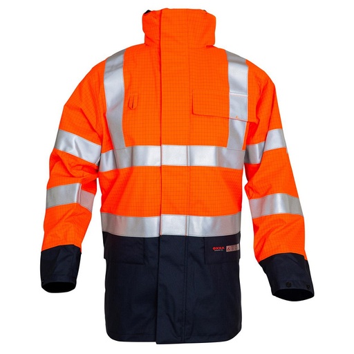 Parka lined waterproof+flame retardant orange/blue/fluorescent