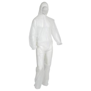 Combinaison en polypropylène avec capuche - blanche - 1 lot de 50 pièces