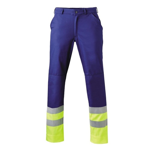 Pantalon de travail HaVeP 8397 bleu avec bande réfléchissante jaune fluo