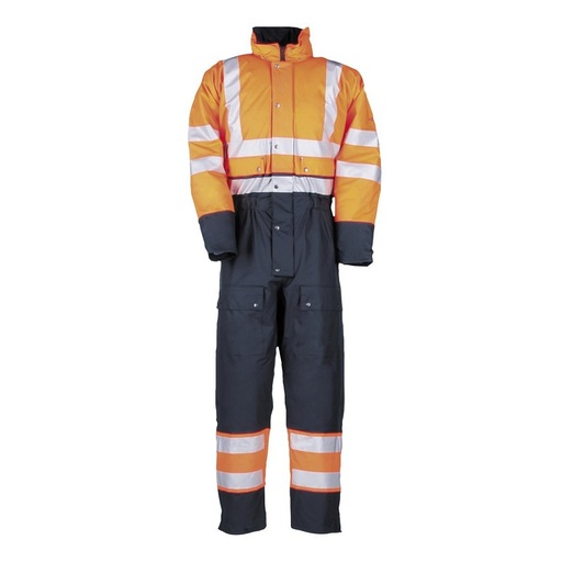 Sioen regenoverall gewatteerd fluo or/bl