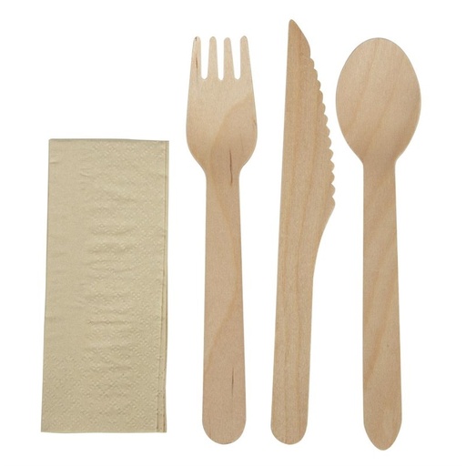 [00168] Bestekset hout 4 in 1 - 5x100st