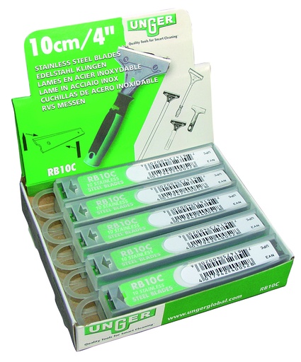 [00104] Lames en acier inoxydable pour grattoir de surface Unger - 10 pièces